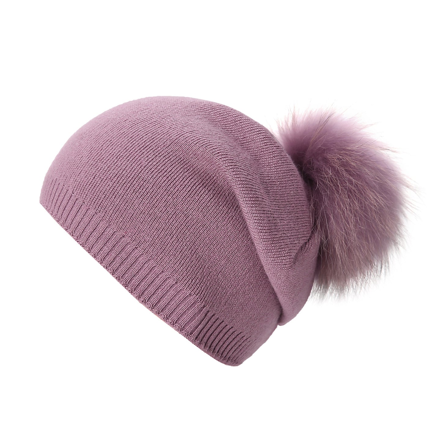Bonnet Tricoté à Pompon en Fourrure pour Femme – Mode Hiver