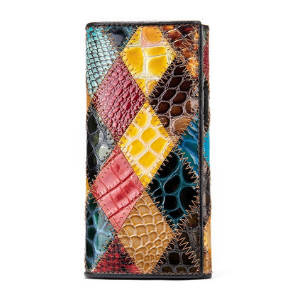 Women's Leather Storage Mid-length Personalized Cowhide Stitching Wallet