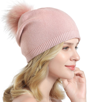 Bonnet Tricoté à Pompon en Fourrure pour Femme – Mode Hiver