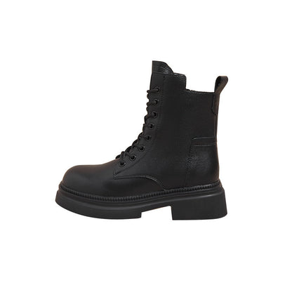 Retro Genuine Leather Martin Boots Women Korean Version Thick Sole