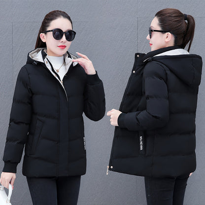 Winter Fleece-lined Thick Middle-aged Mom's Lamb Fleece Hooded Down Cotton Coat For Women