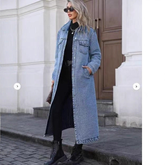 Ripped Mid-length Denim Jacket Amazon Wash Long Sleeve