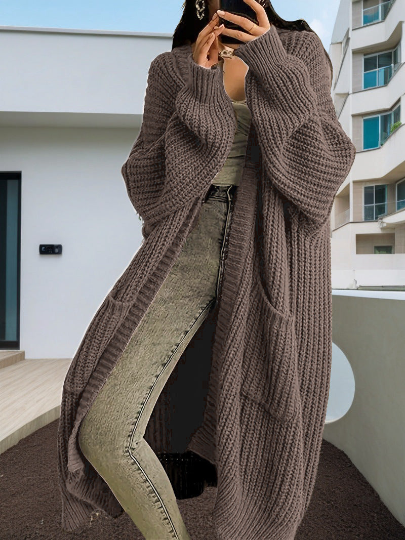 Autumn And Winter Long Sweater Women's Loose All-matching Base Long-sleeved Knitted Cardigan