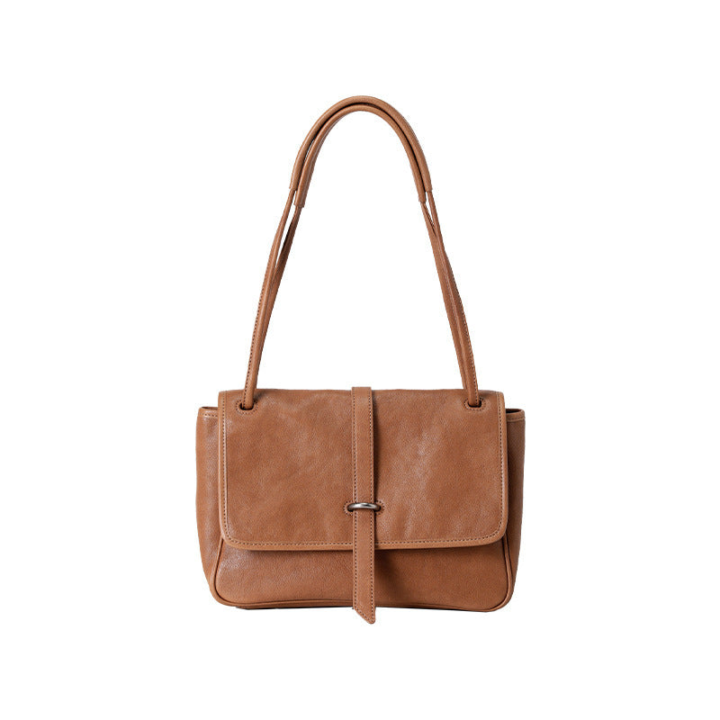 Vegetable-tanned Leather Retro Crossbody Tote Bag