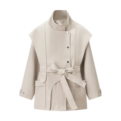 Women's Stand Collar Belted Trench Coat