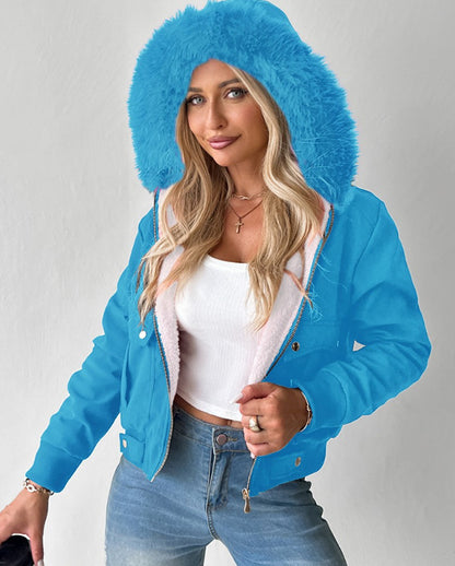 Casual Fashion Hooded Jacket With Furry Lining