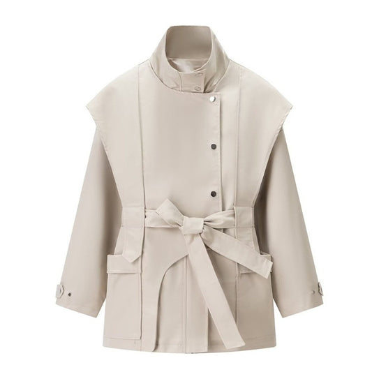 Women's Stand Collar Belted Trench Coat